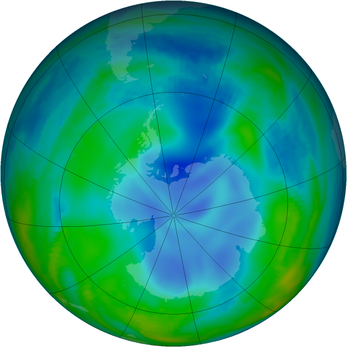 Antarctic ozone map for 08 June 2000